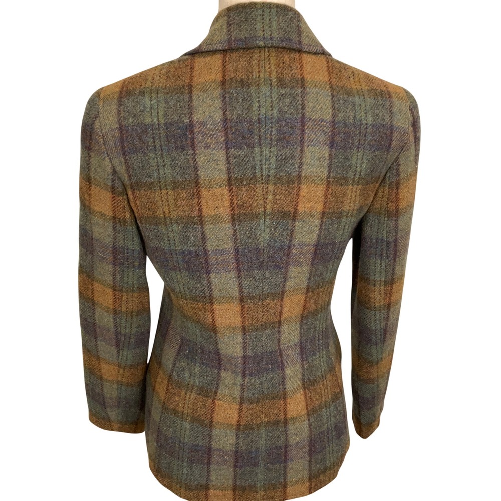Lauren Ralph Lauren Jacket Women 4 Green Multi Plaid Country Equestrian Zip Wool - Picture 4 of 11